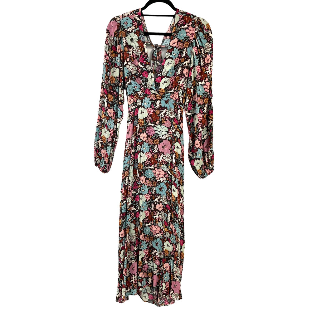 Frnch Aida Multicolor Floral Open Tie-Back Dress XS